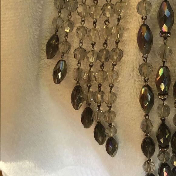 Vintage Crystal Bib Necklace, 16” to 19” Adjustable. - Picture 5 of 8